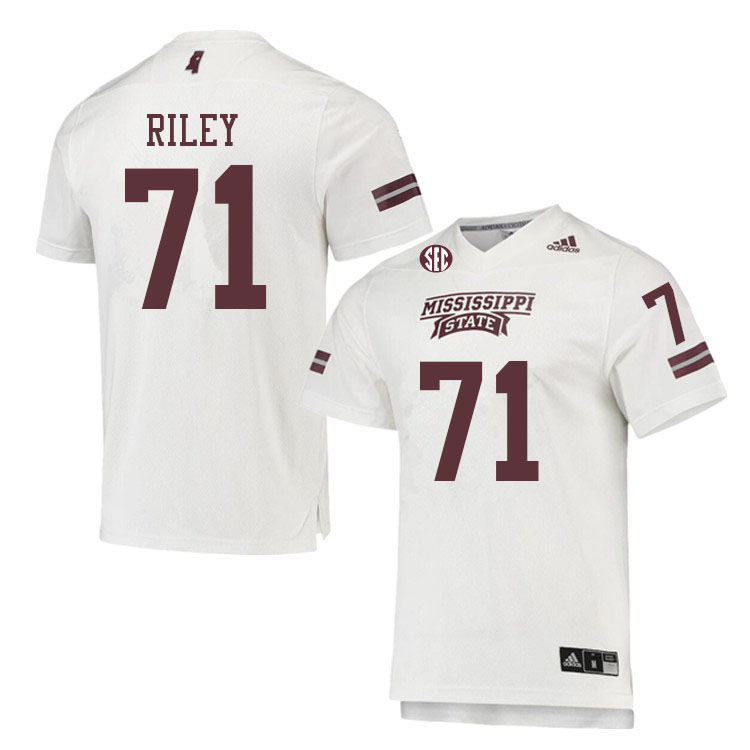 Men #71 Jim Riley Mississippi State Bulldogs College Football Jerseys Sale-White - Click Image to Close